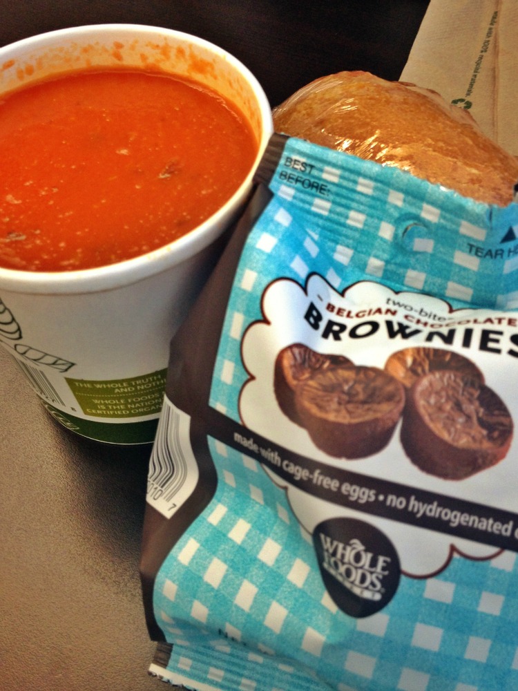 Ah, a delicious and well-balanced (meaning tons of carbs) lunch.  Soup for every meal!