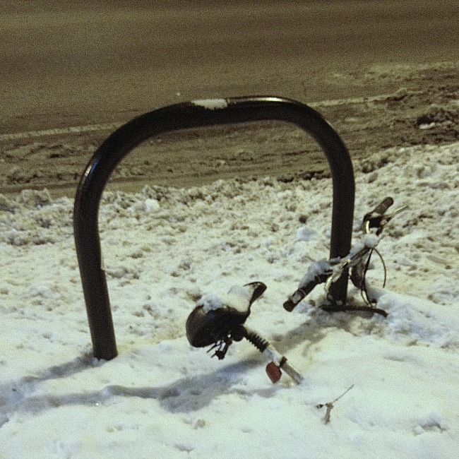 winter buried bike